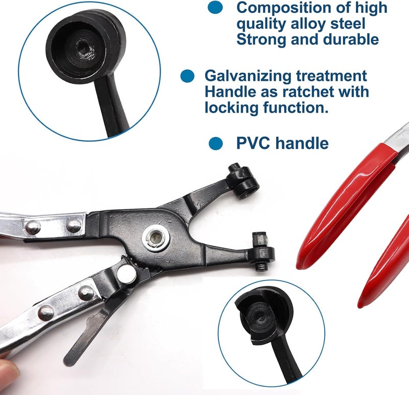 Taiss 120PCS 7-22mm Black Spring Band Hose Clamps with Swivel Flat Hose Clamp Plier Assortment Kits.Low Pressure Air Clip Strap Clamp for Hose Fuel Silicone Vacuum Hose Clamp - Image 3